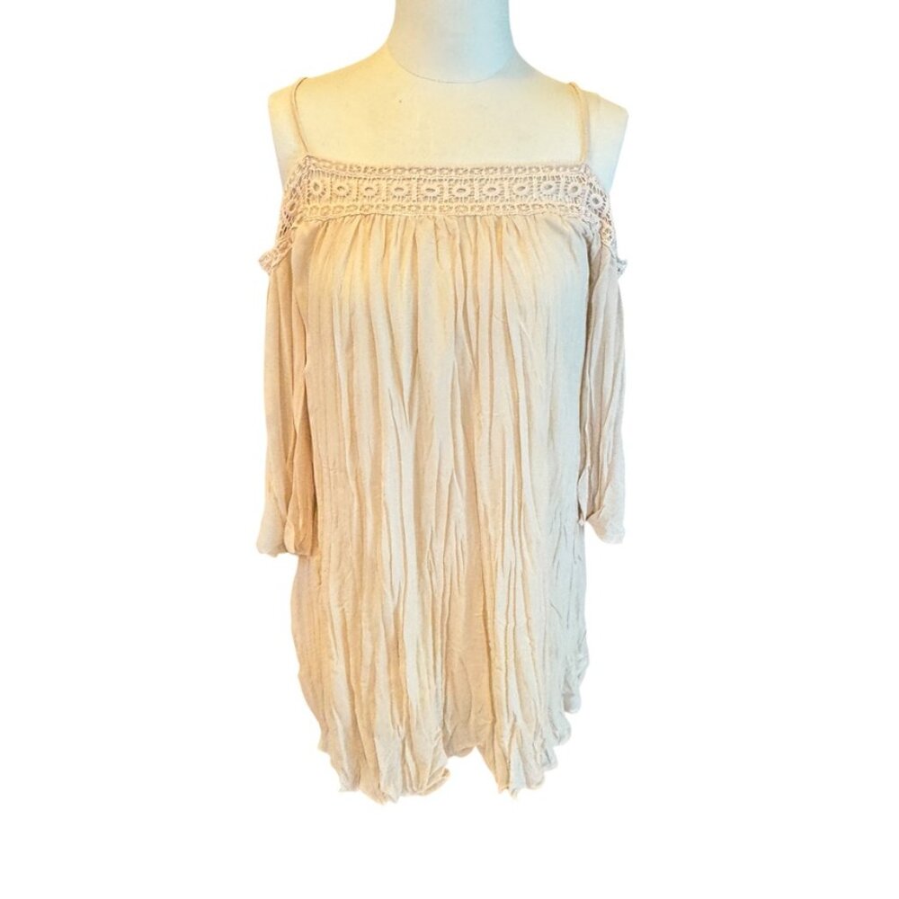 JELLA C. brand accordian pleated cream ivory dress Size Small EUC
